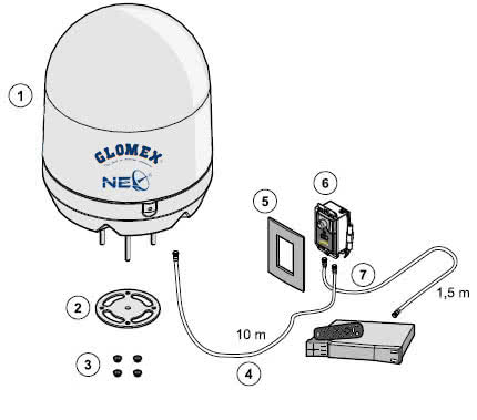 GLOMEX Satellite TV Antenna V8001N delivery contents