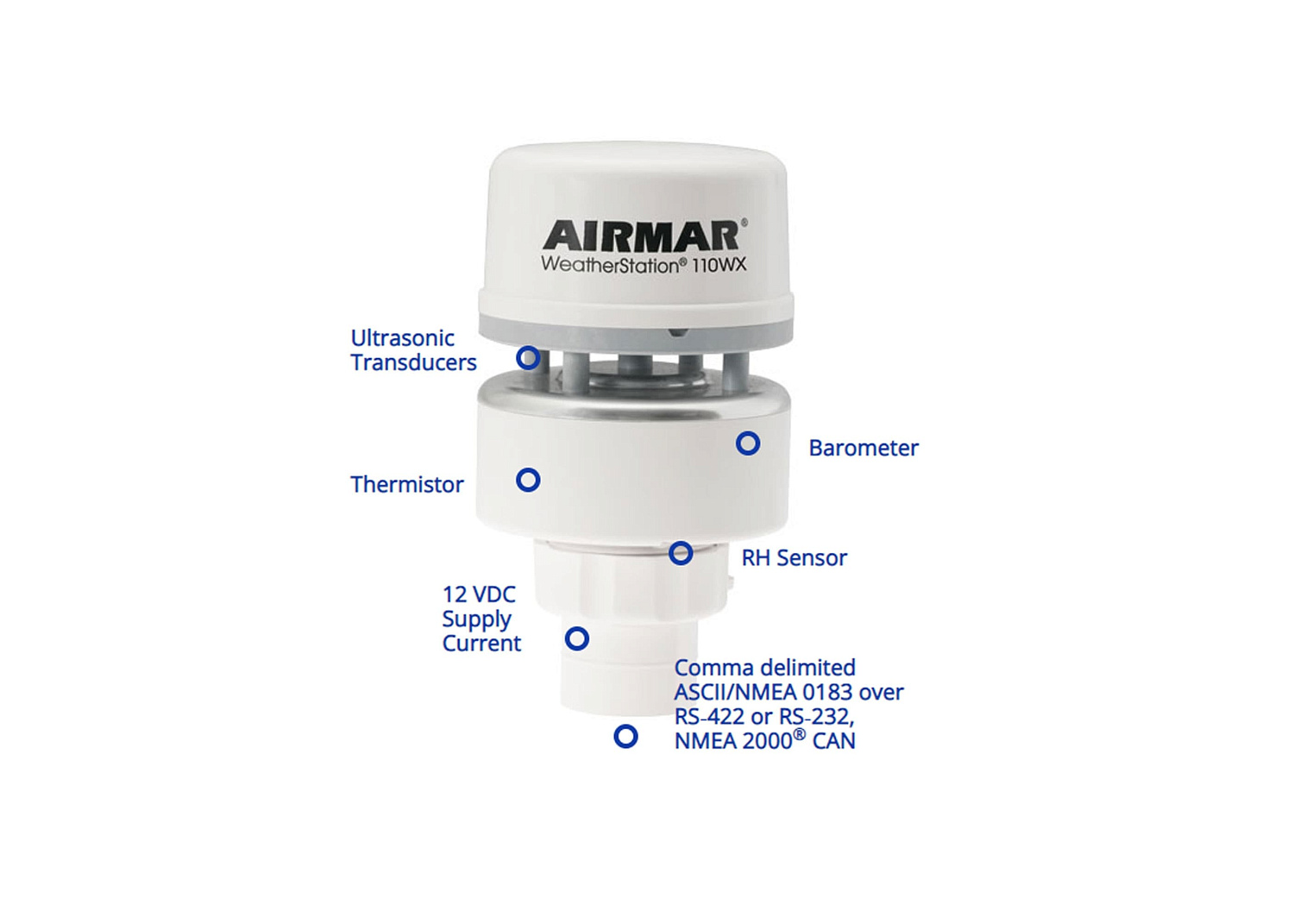 Airmar 110WX NMEA 0183/2000 WeatherStation / Wind, Barometer and Temperature Sensor