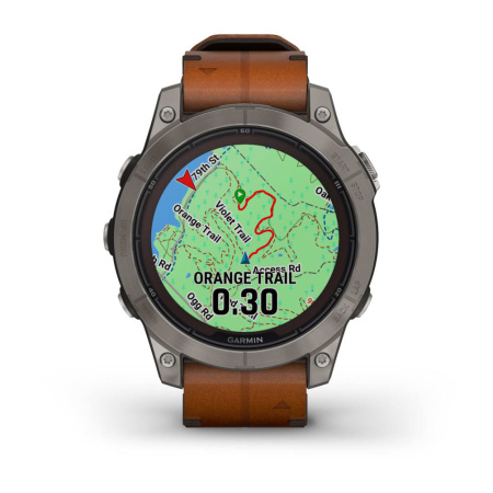 Garmin Fenix 7 Pro Sapphire Solar титановый серый с коричневым кожаным ремешком 010-02777-30 от прозводителя Garmin