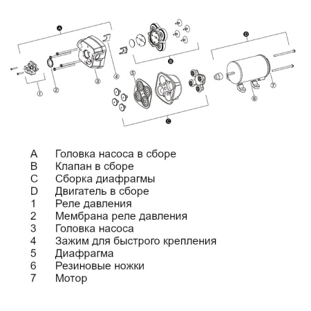 Четырехкамерный мембранный насос 41 SERIES 10 л/мин, 12В (Быстросъемные фитинги) SFDP1-027-017-41 от прозводителя SeaFlo