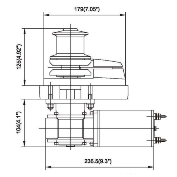 Лебедка якорная серии-C Heavy Duty Style (c барабаном) 600Вт, 12В, цепь 6 мм/веревка 12 мм C612C-6MM от прозводителя Bada