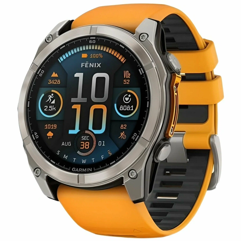 Garmin Fenix 8 - 51 мм AMOLED | Titanium with Spark orange/graphite silicone band