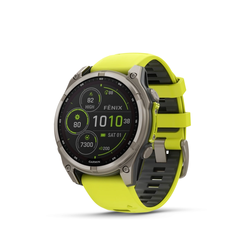 Garmin Fenix 8 - 47 мм SOLAR | SAPPHIRE | Titanium with Amp yellow/graphite silicone band