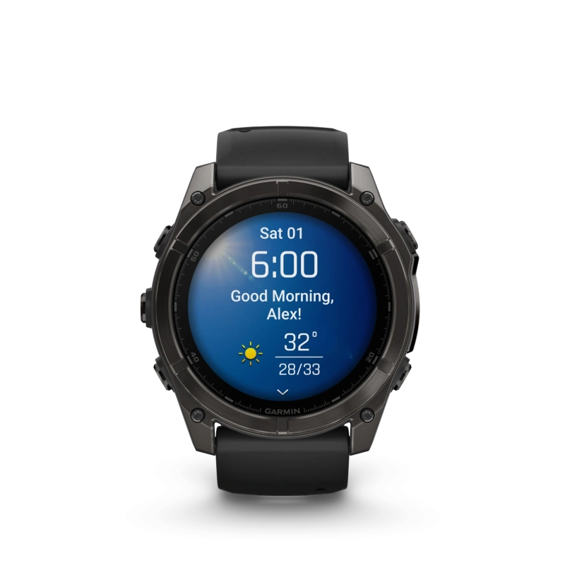 Garmin Fenix 8 - 51 мм AMOLED | SAPPHIRE | Carbon grey DLC with Black/pebble grey silicone band