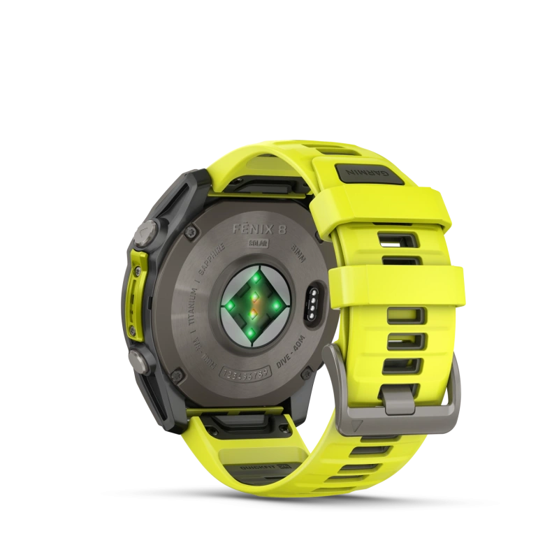 Garmin Fenix 8 - 51 мм SOLAR | SAPPHIRE | Titanium with Amp yellow/graphite silicone band