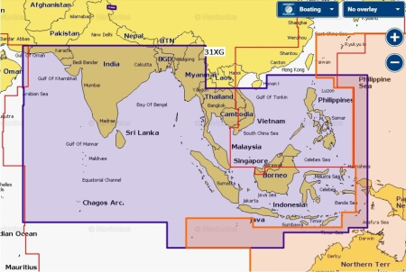 Карта Navionics+ 31XG Индийский океан и Южно-Китайское море 31XG от прозводителя Navionics