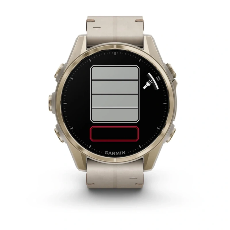 Garmin Fenix 8 - 43 мм AMOLED | Sapphire | Soft Gold with Limestone Leather Band