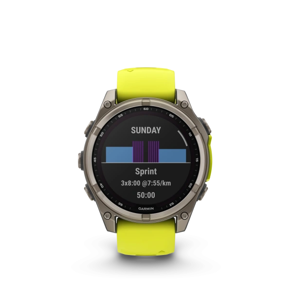 Garmin Fenix ​​8 – 47 мм – сапфировый титановый корпус Solar с ремешком Amp Yellow/Graphite 010-02906-21 от прозводителя Garmin