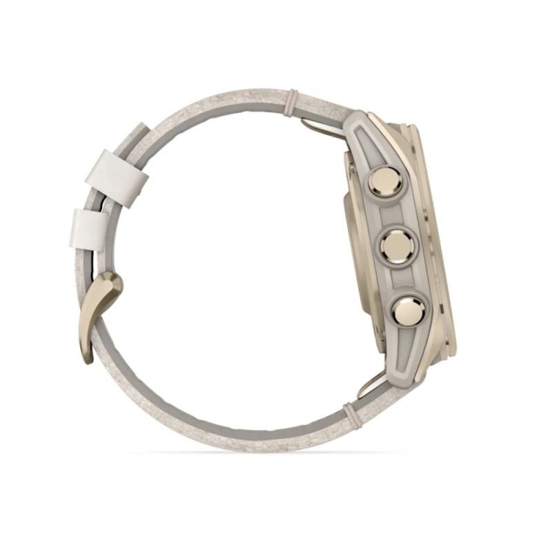 Garmin Fenix 8 - 43 мм AMOLED | Sapphire | Soft Gold with Limestone Leather Band