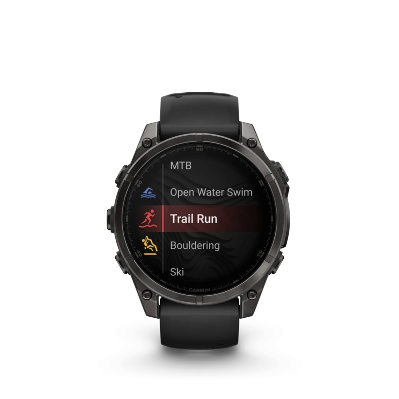 Garmin Fenix 8 - 47 мм AMOLED | SAPPHIRE | Carbon grey DLC titanium with Black/pebble grey silicone band