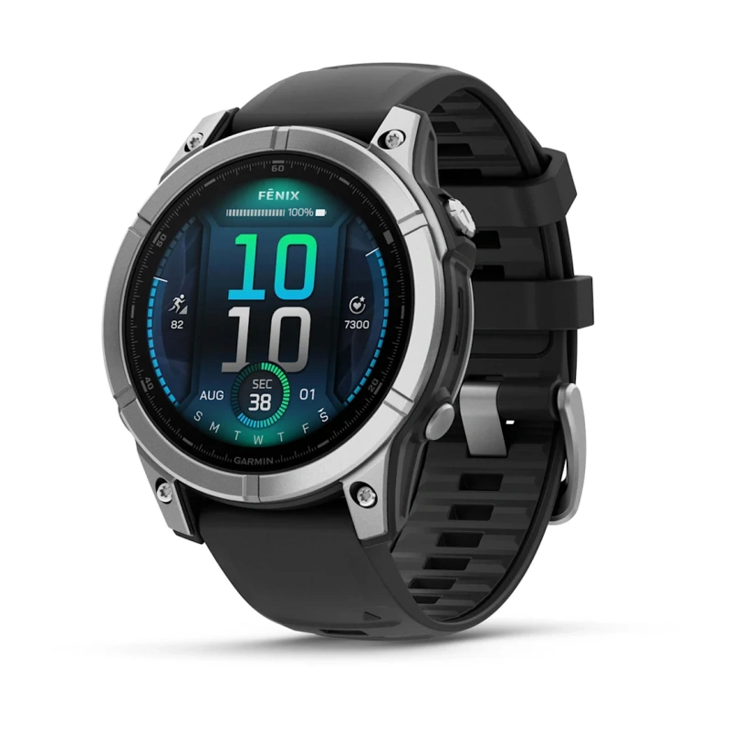 Garmin Fenix E - 47 мм AMOLED | Stainless steel with Black silicone band