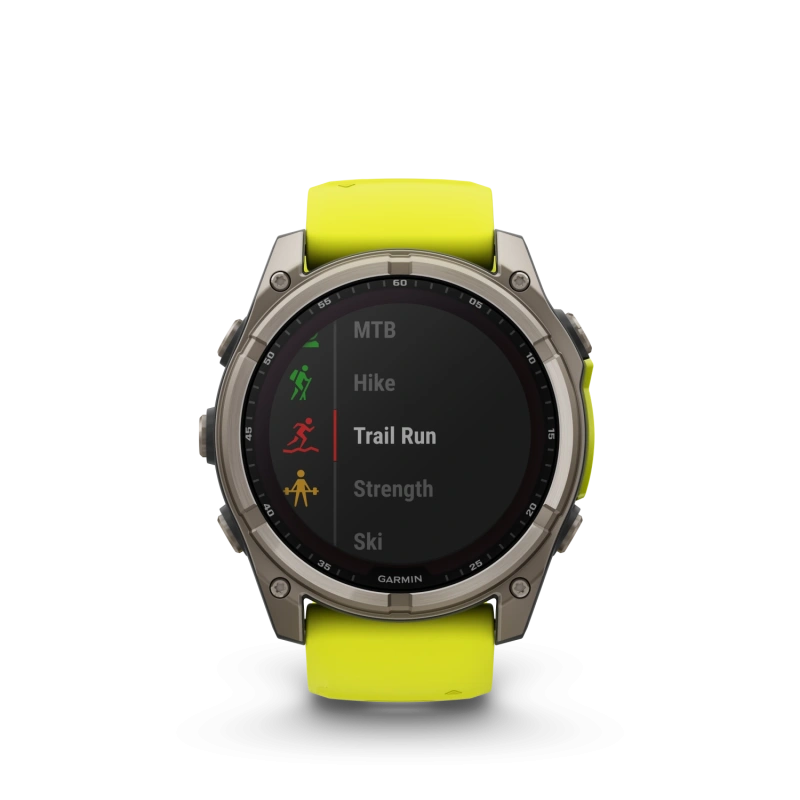 Garmin Fenix 8 - 51 мм SOLAR | SAPPHIRE | Titanium with Amp yellow/graphite silicone band