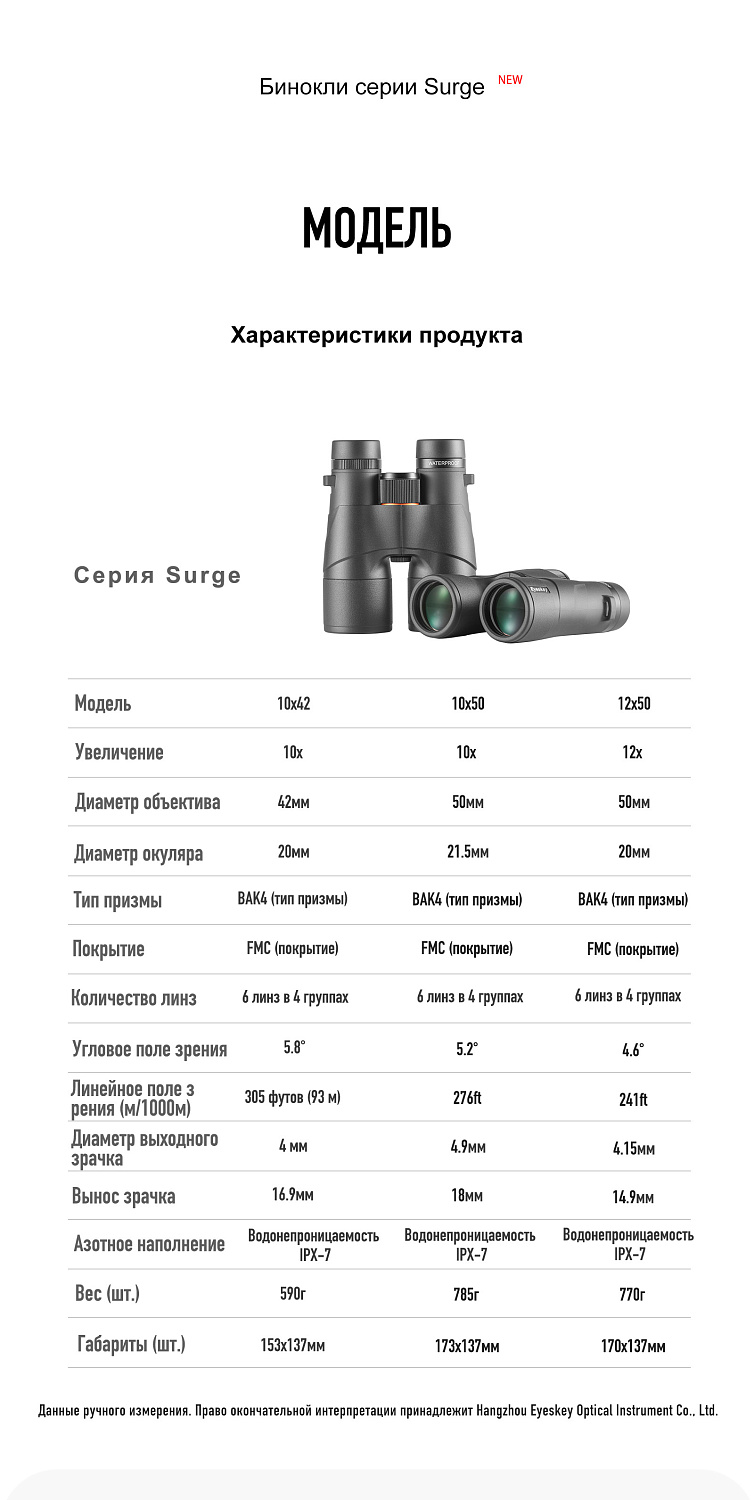 Бинокль Eyeskey Surge - 10x50