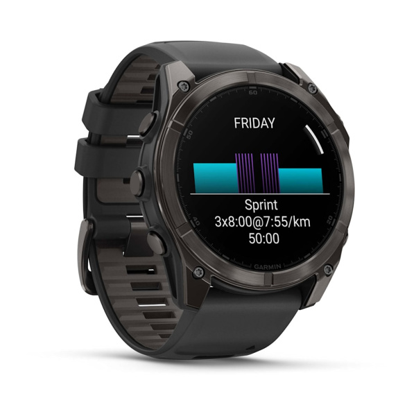 GARMIN FENIX 8 - 51 MM, AMOLED, SAPPHIRE CARBON GRAY DLC TITANIUM WITH BLACK/PEBBLE GRAY SILICONE 010-02905-63 010-02905-63 от прозводителя Garmin