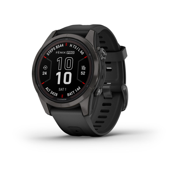 Garmin Fenix 7s Pro Sapphire Solar титановый угольно-серый DLC с силиконовым ремешком 010-02776-11 от прозводителя Garmin