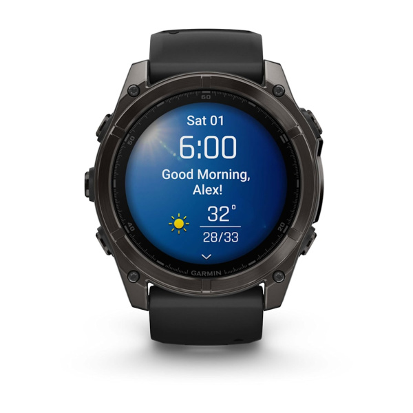 GARMIN FENIX 8 - 51 MM, AMOLED, SAPPHIRE CARBON GRAY DLC TITANIUM WITH BLACK/PEBBLE GRAY SILICONE 010-02905-63 010-02905-63 от прозводителя Garmin