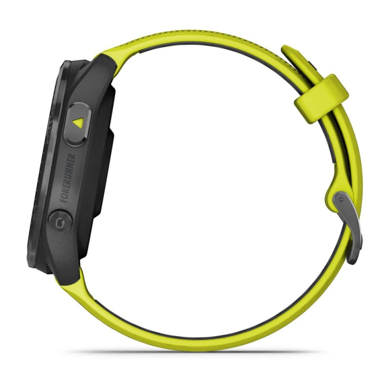Garmin Forerunner 965 - | Carbon Grey DLC Titanium Bezel with Black Case and Amp Yellow/Black Silicone Band