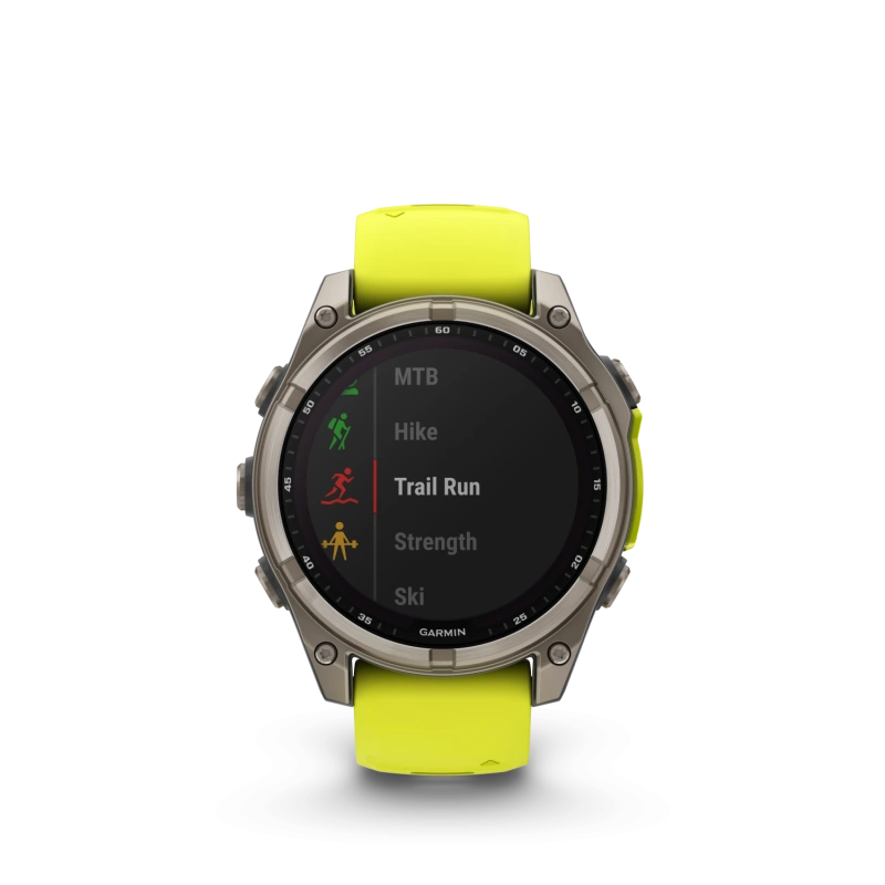 Garmin Fenix 8 - 47 мм SOLAR | SAPPHIRE | Titanium with Amp yellow/graphite silicone band