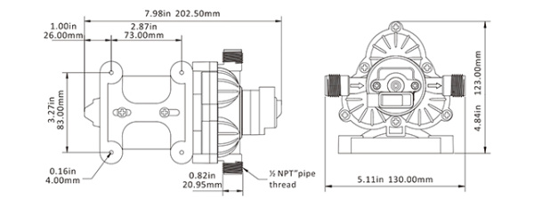 Трехкамерный мембранный насос 33 SERIES 11,3 л/мин, 12В SFDP1-030-045-33 от прозводителя SeaFlo