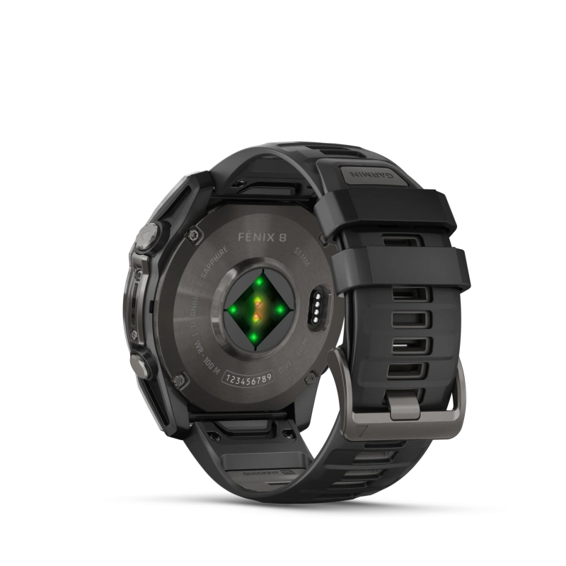 Garmin Fenix 8 - 51 мм AMOLED | SAPPHIRE | Carbon grey DLC with Black/pebble grey silicone band