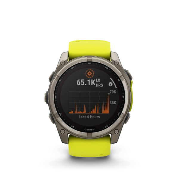 Garmin Fenix ​​8 – 51 мм – титановый с сапфировым стеклом Solar и силиконовым ремешком Amp Yellow/Graphite 010-02907-21 от прозводителя Garmin