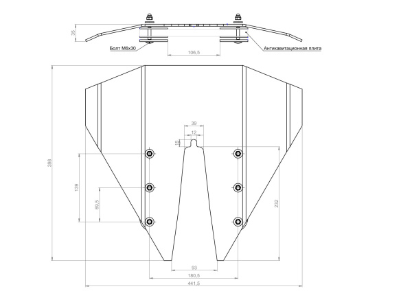 Гидрокрыло для подвесного лодочного мотора 60-300 л.с., монтаж без сверления 080204T от прозводителя Техномарин Гидрокрыло для подвесного лодочного мотора 60-300 л.с., монтаж без сверления 080204T от прозводителя Техномарин